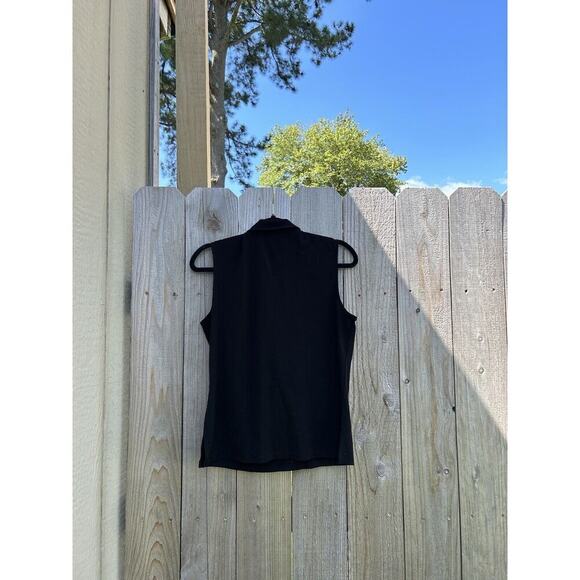 Dkny sleeveless Collared Ruffled Front Button Closure Black Sz Large Fall Winter - Picture 7 of 8